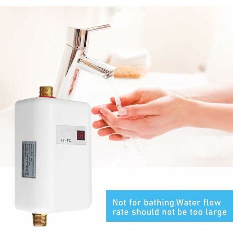 GABRIELLE Mini Instant Water Heater, Electric Tankless Water Heater 220V 3800W Electric Instant Water Heater with Digital Display Instantaneous Water Heater for Bathroom Kitchen Washing Red (White)
