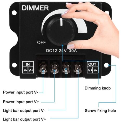 GABRIELLE Dimmer Switch Dimmer ON/OFF Switch 12V-24V 30A for LED Strip Lamp Brightness Control