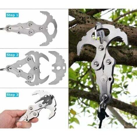 Outdoor Folding Stainless Steel Survival Hook, Outdoor Climbing Carabiner, Camping Folding Bayonet Flying Tiger Claw, Multifunctional Gravity Grappling Hook