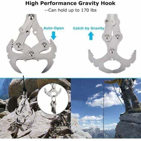 Outdoor Folding Stainless Steel Survival Hook, Outdoor Climbing Carabiner, Camping Folding Bayonet Flying Tiger Claw, Multifunctional Gravity Grappling Hook