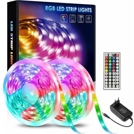 GABRIELLE 20m (10mx 2) RGB LED Strip Lights Multicolor Flexible Light Strip with 44 Keys Remote Sync to Music for Party Decoration for Home Bedroom Bar