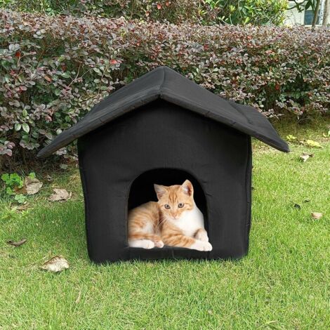 GABRIELLE Weatherproof Outdoor Cat House, Indoor Dog Kennel, Foldable Weatherproof Cat Tent, Warm Oxford Canvas for Winter, L