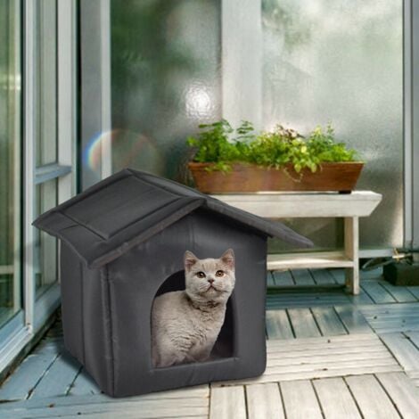 GABRIELLE Weatherproof Outdoor Cat House, Indoor Dog Kennel, Foldable Weatherproof Cat Tent, Warm Oxford Canvas for Winter, L