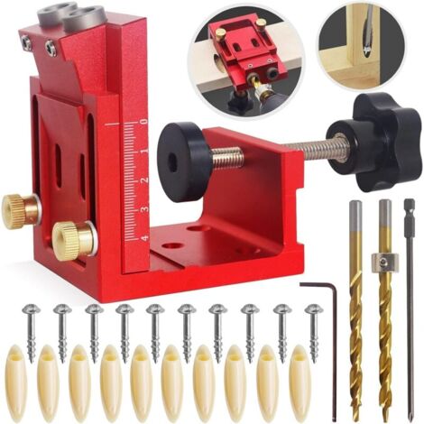 Pocket Hole Jig Set Adjustable Carpenter Tool Dowel Hole Jig System Carpenter Guide Joint Angle Tool Carpenter Locator Woodworking Accessories