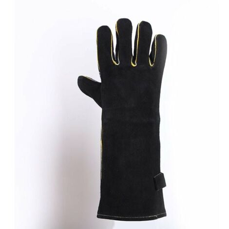 GABRIELLE Extreme Heat and Fire Resistant Gloves, Leather Gloves with Kevlar Stitching, Perfect for Fireplace, Stove, Oven, Grill, Welding, BBQ, MIG, Pot Holders,