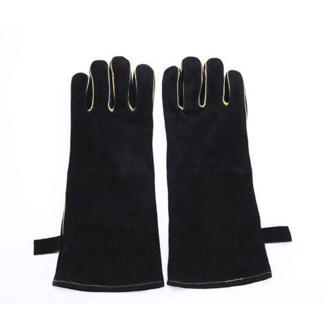 GABRIELLE Extreme Heat and Fire Resistant Gloves, Leather Gloves with Kevlar Stitching, Perfect for Fireplace, Stove, Oven, Grill, Welding, BBQ, MIG, Pot Holders,