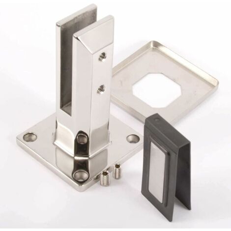 GABRIELLE set of 1 glass clamp made of 304 stainless steel, glass fence clamp for swimming pool railings, cylindrical glass fence clamp, for 10 mm to 12 mm glass, 1 piece, 160 mm