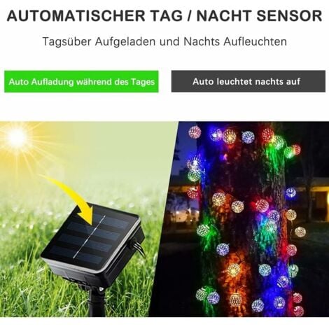Moroccan Solar String Lights Outdoor, 7m 50 LED String Lights 8 Modes Waterproof Lighting for Garden Patio Yard Home Festival Party (Colorful)