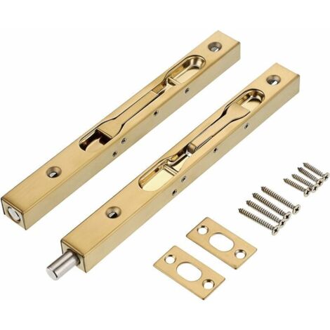 2Pcs 8 Inch Door Locks - Stainless Steel Concealed Security French Door Locks with Hardwares, Metal Recessed Latch Bolts for Composite Wood Double Door