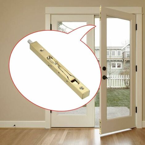 2Pcs 8 Inch Door Locks - Stainless Steel Concealed Security French Door Locks with Hardwares, Metal Recessed Latch Bolts for Composite Wood Double Door