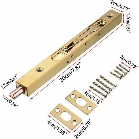 2Pcs 8 Inch Door Locks - Stainless Steel Concealed Security French Door Locks with Hardwares, Metal Recessed Latch Bolts for Composite Wood Double Door