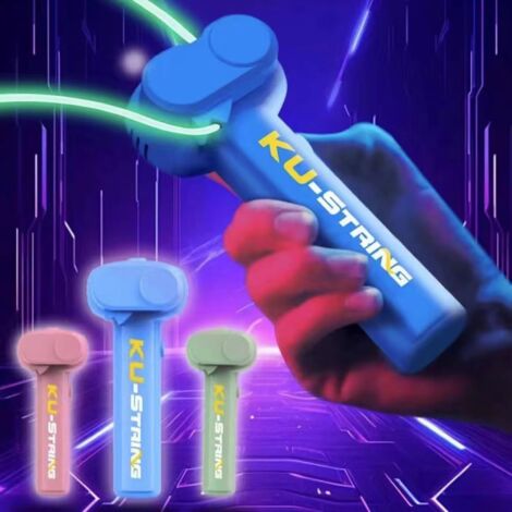String Loop Lasso Rope Launcher, Glow in The Dark Loop Lasso Rope Shooter, Cool Toy for Birthday Party (Blue)
