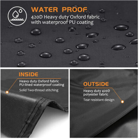 Waterproof Outdoor Round Barbecue Cover, 420D Oxford Fabric, Windproof, Anti-UV Protective BBQ Grill Cover with Handles (71x68cm) - Black