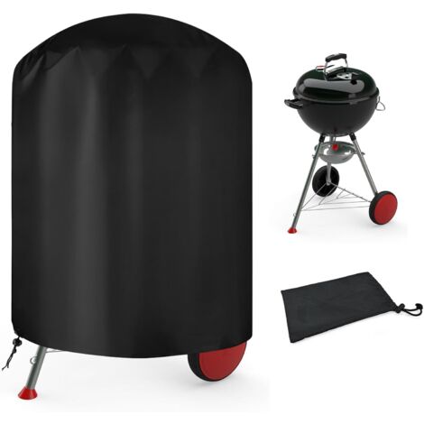 Round Outdoor Barbecue Cover, Protective BBQ Cover Anti-UV/Anti-water, 210D Oxford, Ø61 x 70 cm, Cover Fits Most Grills