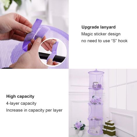 4 Tier Plush Storage Basket, Foldable 3PC Save Space Storage Basket for Kids Room, Bathroom, Balcony (Pink, Red Pink, Viola)