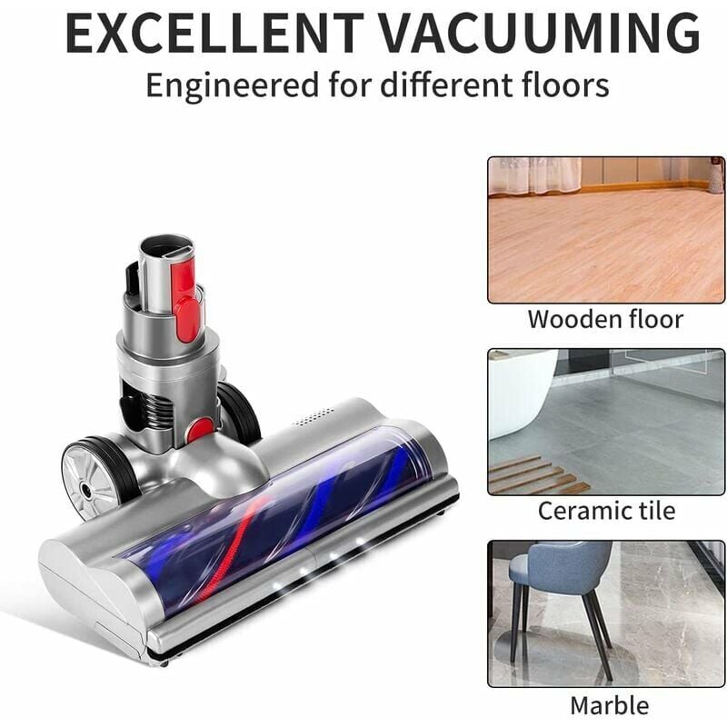 Brosse Électrique Compatible pour Dyson V7 V8 V10 V11 V15 Entraînement Direct Brosse Turbo avec 4 Lumières LED pour Sols Durs et Parquets 3