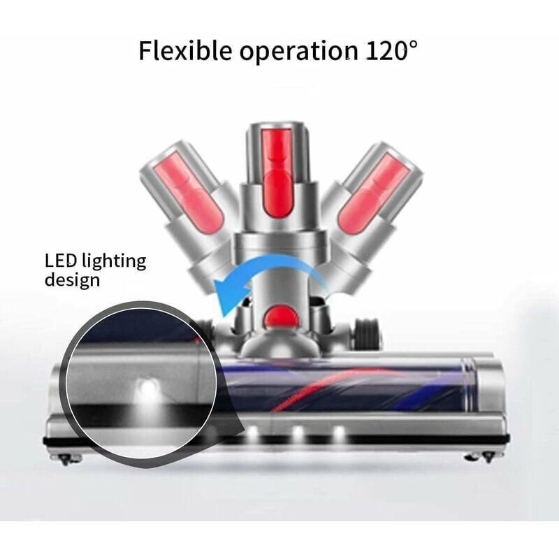 Brosse Électrique Compatible pour Dyson V7 V8 V10 V11 V15 Entraînement Direct Brosse Turbo avec 4 Lumières LED pour Sols Durs et Parquets 4