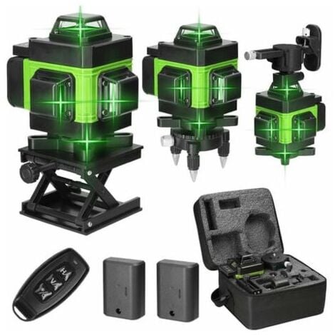 4D 16 Lignes Niveau Laser 3° Machine Auto-nivelante Batterie au Lithium Rechargeable USB avec Lignes d'Inclinaison Horizontales Verticales - Vert