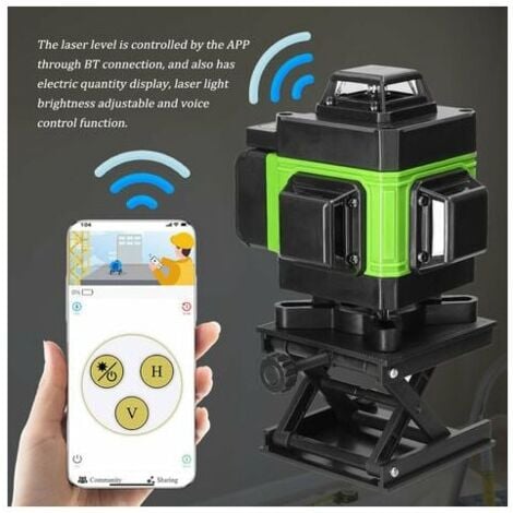 4D 16 Lignes Niveau Laser 3° Machine Auto-nivelante Batterie au Lithium Rechargeable USB avec Lignes d'Inclinaison Horizontales Verticales - Vert