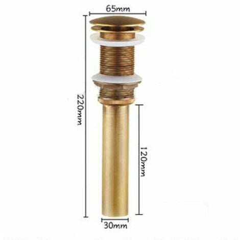 Bonde et accessoires pour vasque et lavabo，Pop-up Rétro Bouchon Bonde de Lavabo Vidange sans Trop-Plein en Laiton Bronzé Universel Valve Draineur d’Evier Vasque Siphon,