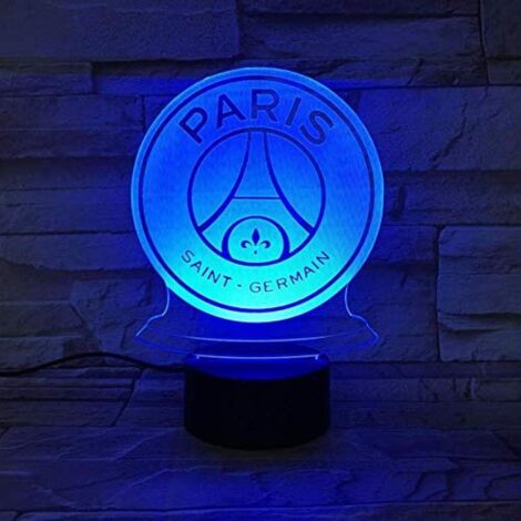 Veilleuse LED FC Paris Saint-Germain Football Club 3D Illusion Kids Football Logo PSG Lampe de Bureau