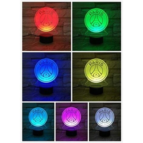 Veilleuse LED FC Paris Saint-Germain Football Club 3D Illusion Kids Football Logo PSG Lampe de Bureau