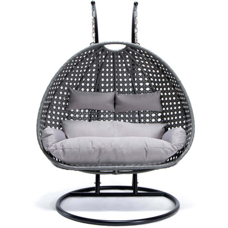 Home Deluxe - Sedia sospesa TWIN in polyrattan colore: grigio