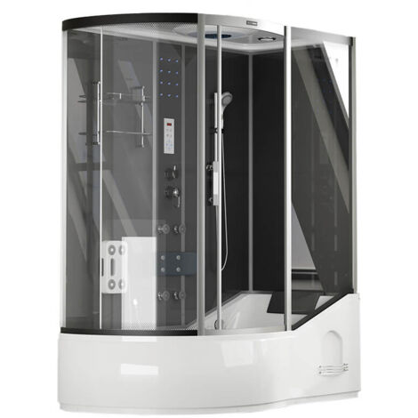 Home Deluxe - Cabina doccia con vasca ALLIN 2IN1 Pannello laterale: Sinistra, colore: Nero