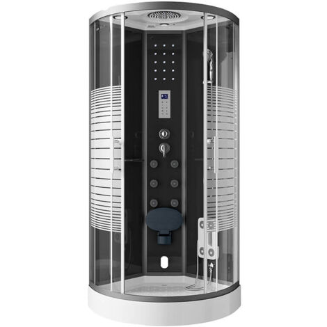Home Deluxe - Doccia a vapore con cascata e sauna a vapore BLACK PEARL Colore: Nero, Dimensioni: 100 x 100 cm