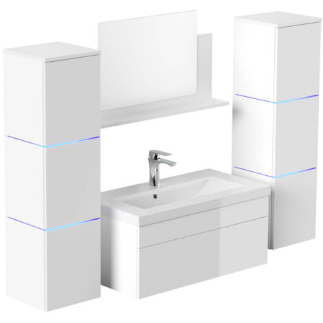 HOME DELUXE - Set completo di mobili da bagno WANGEROOGE BIG Made in Germany  Colore: bianco, taglia: XL