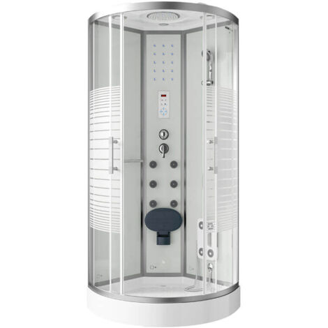 Home Deluxe - Box doccia con cascata e massaggio dorsale WHITE PEARL  Colore: Bianco, Dimensioni: 90 x 90 cm