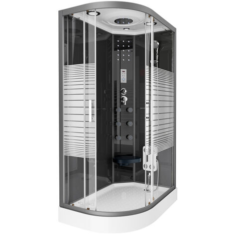 Home Deluxe - Cabina doccia BLACK PEARL con doccia a pioggia Colore: Nero, Dimensioni: 120 x 80 cm Sinistra