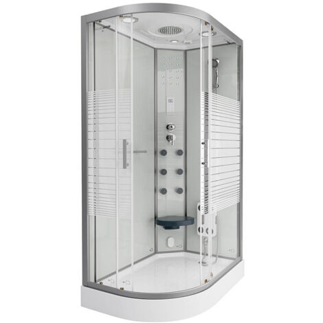 Home Deluxe - Doccia a vapore con cascata e sauna a vapore WHITE PEARL  Colore: Bianco, Dimensioni: 120 x 80 cm Sinistra