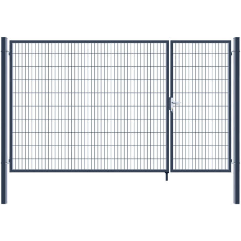 Home Deluxe - Cancello da giardino a due ante ADITUS colore: antracite, dimensioni: 200 x 350 cm