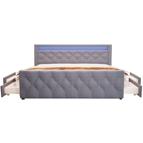 HOME DELUXE - Letto imbottito comprensivo di materasso e coprimaterasso VELARA Colore: grigio scuro, dimensioni: 180 x 200 cm (1/5)
