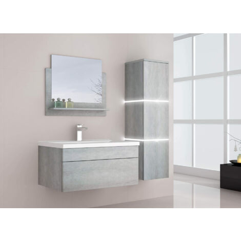 HOME DELUXE - Set completo di mobili da bagno WANGEROOGE BIG Colore: grigio, taglia: L