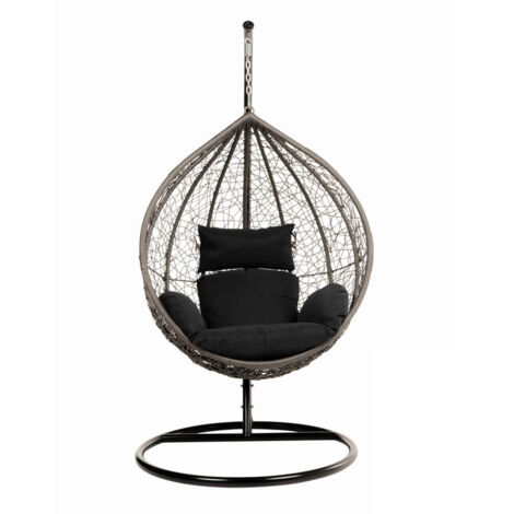 HOME DELUXE - Sedia sospesa in polyrattan con struttura CIELO Colore: nero