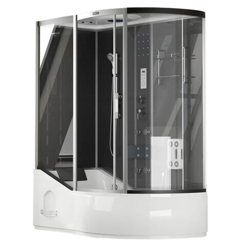 Home Deluxe - Cabina doccia con vasca ALLIN 2IN1 - 170 x 90 Nero Destra