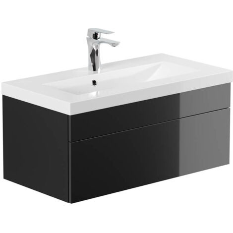 HOME DELUXE - Set completo di mobili da bagno WANGEROOGE BIG Made in Germany  Colore: Nero, Taglia: S
