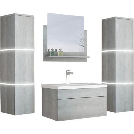 HOME DELUXE - Set completo di mobili da bagno WANGEROOGE BIG Colore: grigio, taglia: XL