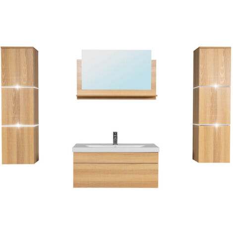 HOME DELUXE - Set completo di mobili da bagno WANGEROOGE BIG  Colore: legno, taglia: XL
