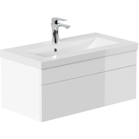 HOME DELUXE - Set di mobili da bagno - WANGEROOGE Nero - Grande - incluso lavabo e accessori completi - Larghezza lavabo