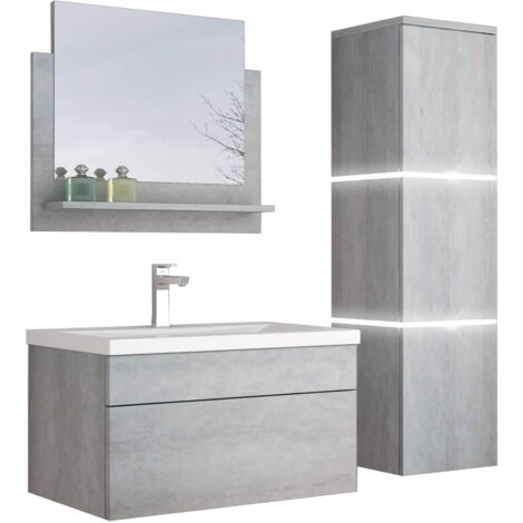 HOME DELUXE - Set completo di mobili da bagno WANGEROOGE Colore: grigio, taglia: L