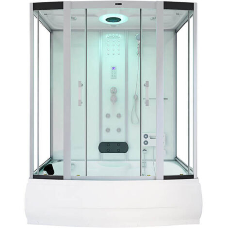 Home Deluxe - Doccia a vapore DIAMOND con funzione idromassaggio e illuminazione LED - 170 x 90 cm Bianco