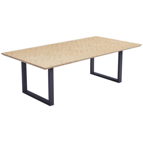 HOME DELUXE - Gruppo da pranzo quadrato AVENCIA incl. Piede a U - 240 x 120 cm Fishbone Oak 8 sedie grigio  Dotazione 8 sedie, colore grigio (1/5)