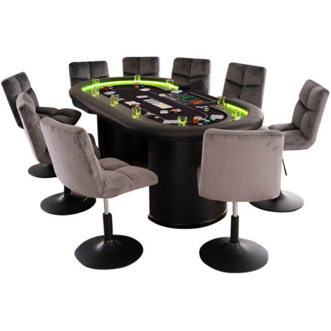 HOME DELUXE - Tavolo da poker con custodia e sedie da poker LAS VEGAS - Per 9 persone Versione: incl. 8 sedie