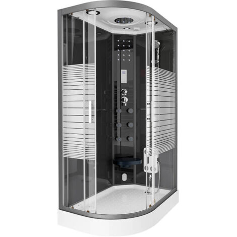 Home Deluxe - Ducha de vapor con cascada y sauna de vapor PERLA NEGRA  Color: Negro, Tamaño: 120 x 80 cm Izquierda