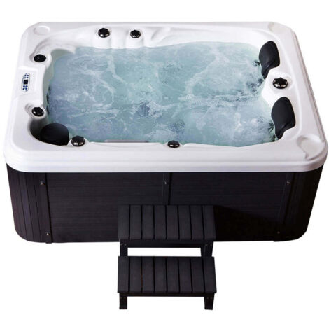Home Deluxe - Bañera de hidromasaje exterior BEACH - Con peldaños y cubierta térmica  Características Con peldaños y cubierta térmica