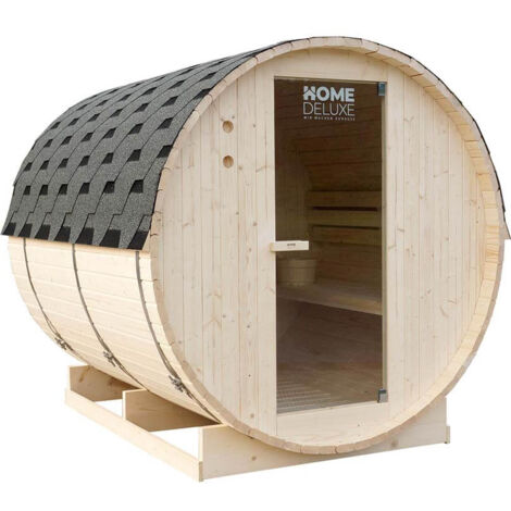 Home Deluxe - Sauna exterior de barril LAHTI XL - 195 x 220 cm para 4 personas