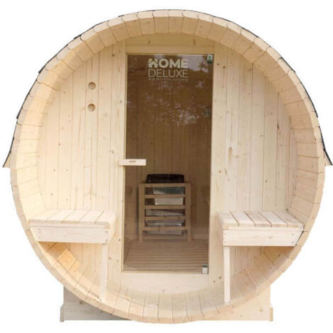 Home Deluxe - Sauna exterior de barril LAHTI DELUXE L - 195 x 220 cm para 4 personas